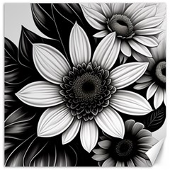 Sketch Flowers Art Background Photorealistic Canvas 12  X 12 