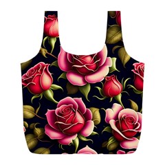 Roses Flowers Pattern Background Full Print Recycle Bag (l)