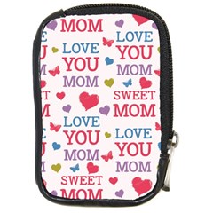 Love Mom Happy Mothers Day I Love Mom Graphic Compact Camera Leather Case