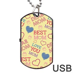 Love Mom Happy Mothers Day I Love Mom Graphic Pattern Dog Tag Usb Flash (one Side) by Ravend
