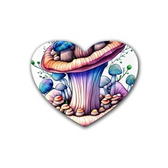Charming Toadstool Rubber Coaster (heart) by GardenOfOphir