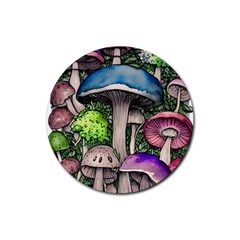 Necromancy Of The Mushroom Rubber Round Coaster (4 Pack) by GardenOfOphir
