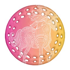 Unicorm Orange And Pink Round Filigree Ornament (two Sides) by lifestyleshopee