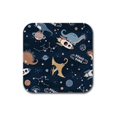 Space Theme Art Pattern Design Wallpaper Rubber Square Coaster (4 Pack)
