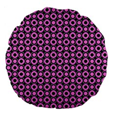 Pink Donuts Pink Filling On Black Large 18  Premium Flano Round Cushions by Mazipoodles