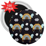 Art Pattern Design Floral Wallpaper Background 3  Magnets (100 pack)
