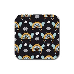 Art Pattern Design Floral Wallpaper Background Rubber Square Coaster (4 Pack)