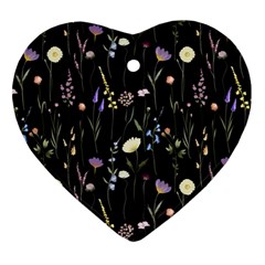 Flowers Floral Pattern Floral Print Background Heart Ornament (two Sides)