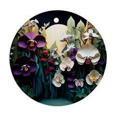 Ai Generated Flower Orchids Bloom Flora Nature Round Ornament (two Sides)