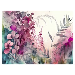 Ai Generated Flowers Watercolour Nature Plant One Side Premium Plush Fleece Blanket (extra Small) by Ravend