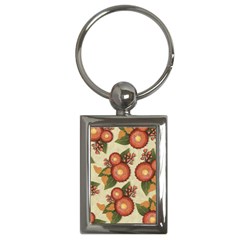 Flowers Leaves Pattern Flora Botany Drawing Art Key Chain (rectangle) by Ravend