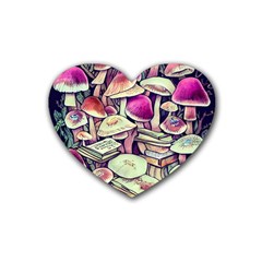 Sorcery Mushroom Rubber Heart Coaster (4 Pack) by GardenOfOphir