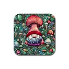 Black Art Mushroom For Incantation And Witchcraft Rubber Square Coaster (4 Pack) by GardenOfOphir
