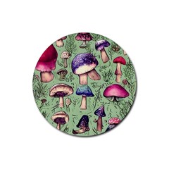 Presto Mushroom For Prestidigitation And Legerdemain Rubber Round Coaster (4 Pack) by GardenOfOphir