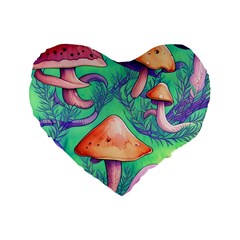 Natural Mushroom Illustration Design Standard 16  Premium Flano Heart Shape Cushions