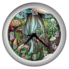 Craft Mushroom Wall Clock (silver) by GardenOfOphir