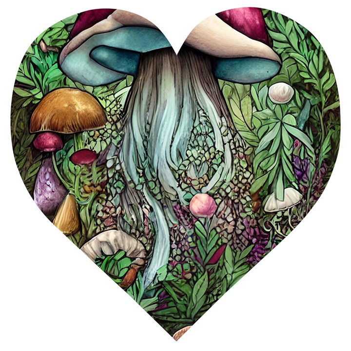 Craft Mushroom Wooden Puzzle Heart