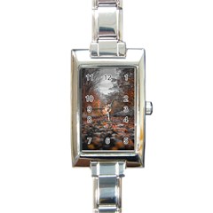 Breathe In Nature Background Rectangle Italian Charm Watch by artworkshop