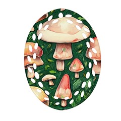 Fantasy Farmcore Farm Mushroom Ornament (oval Filigree) by GardenOfOphir