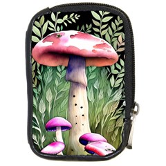 Mushroom Foraging In The Woods Compact Camera Leather Case by GardenOfOphir