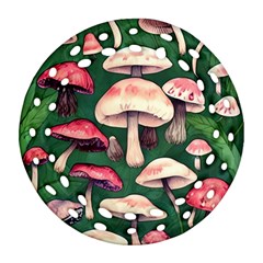 Foraging In The Mushroom Zone Ornament (round Filigree) by GardenOfOphir
