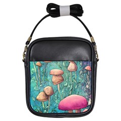 Natural Mushroom Design Fairycore Garden Girls Sling Bag by GardenOfOphir