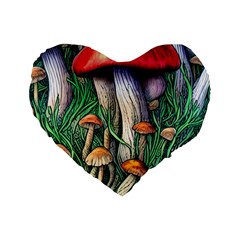 Forest Fairycore Mushroom Foraging Craft Standard 16  Premium Flano Heart Shape Cushions