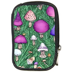 Woodsy Pottery Forest Mushroom Foraging Compact Camera Leather Case by GardenOfOphir