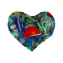 Woodsy Mushroom Forest Foraging Standard 16  Premium Flano Heart Shape Cushions by GardenOfOphir