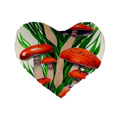 Fairycore Forest Mushroom Standard 16  Premium Flano Heart Shape Cushions
