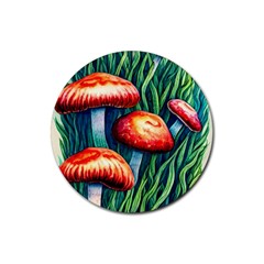 Enchanted Forest Mushroom Rubber Coaster (round) by GardenOfOphir