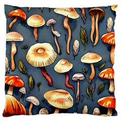 Forest Mushrooms Large Cushion Case (one Side) by GardenOfOphir