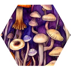 Whimsical Forest Mushroom Wooden Puzzle Hexagon by GardenOfOphir