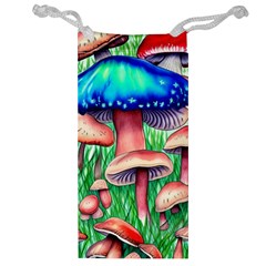 Light And Airy Mushroom Witch Artwork Jewelry Bag by GardenOfOphir