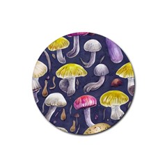 Fantasy Woodland Mushroom Rubber Coaster (round) by GardenOfOphir