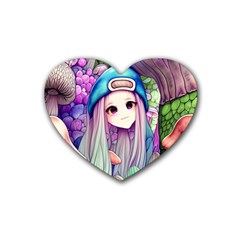 Fantasy Mushrooms Rubber Heart Coaster (4 Pack) by GardenOfOphir