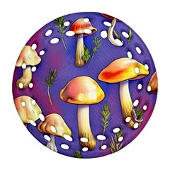 Farmcore Mushrooms Round Filigree Ornament (two Sides) by GardenOfOphir