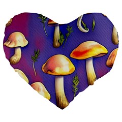 Farmcore Mushrooms Large 19  Premium Flano Heart Shape Cushions by GardenOfOphir
