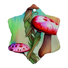 Warm Mushroom Forest Ornament (snowflake) by GardenOfOphir