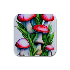 Woods Mushroom Forest Academia Core Rubber Square Coaster (4 Pack) by GardenOfOphir
