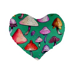 Goblin Mushroom Forest Boho Witchy Standard 16  Premium Flano Heart Shape Cushions by GardenOfOphir