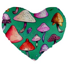 Goblin Mushroom Forest Boho Witchy Large 19  Premium Flano Heart Shape Cushions by GardenOfOphir