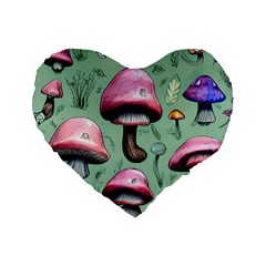 Boho Woods Mushroom Standard 16  Premium Flano Heart Shape Cushions