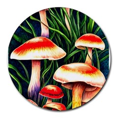 Mushroom Fairy Garden Round Mousepad by GardenOfOphir