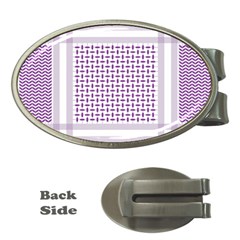 Square Purple Pattern Bead Purple Keffiyeh Purple Geometric Headdress Angle Violet Rectangle Money Clips (oval)  by Jancukart