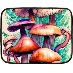 Witchy Mushrooms In The Woods One Side Fleece Blanket (mini) by GardenOfOphir