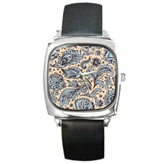 Texture Ornament Paisley Square Metal Watch by Jancukart