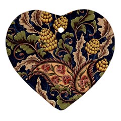 Leaves Flowers Background Texture Paisley Heart Ornament (two Sides) by Jancukart