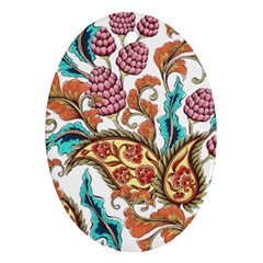 Flowers Pattern Texture White Background Paisley Ornament (oval)