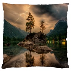 Nature Waters Lake Island Landscape Thunderstorm Standard Premium Plush Fleece Cushion Case (one Side)